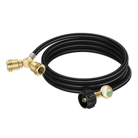Alloxity 6 FT Propane Hose with Vertical Propane Tank Splitter 2 Way and Gauge, Y Spliter Gas Adapter Tee Connector for 20-100 lbs Tank,Camping Stove & Gas Grill