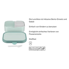 Mepal - Campus Lunch Boxes Set of 2 - Bento Lunch Boxes for Children - Lunch Boxes with Bento Compartment and Fork - Meal Prep Box with Clip Closure - Dishwasher Safe - 750 ml - Cool Mint