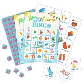 Foosproea Pool Party Bingo Cards, Summer Bingo Games for 24 Players, Pool Party Games for Family Friends Large Group Activities, Pool Party Favors Supplies Decorations(21)