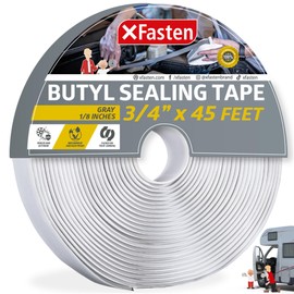 XFasten Butyl Tape Gray, 3/4 in x 45 ft x 1/8 in – Easy-to-Work-with Automotive Butyl Sealant Tape, Mess-Free Rubber Caulk for RV, EPDM Putty for Window, Headlight, Roof, Windshield, and Car Doors