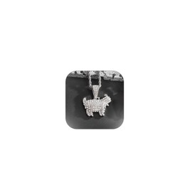 ALRNBY Goat Necklace for Women Trendy Silver Sparkly CZ Cute Pretty Necklaces for Men Gold Gifts Rope Chain Necklace (Silver)