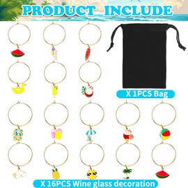 kaixiaoru Summer Beach Themed for Markers Glass Identifier Charms Drink Glass Tags Set of 15