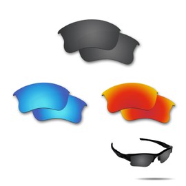 Fiskr Polarized Lenses Replacement for Oakley Flak Jacket XLJ(OO9009) Sunglasses with Impact Resistance, UV Rays Protection and Multifunctional Protection(Black & Blue & Red)
