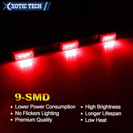 Xotic Tech 1pc Red Lens Rear Truck Tailgate Running Light Bar,Compatible with Ford F-150 F-250 F-350 F-450 Dodge RAM 1500 2500 3500 or Chevy Silverado or GMC Sierra etc(Red 9-LED)