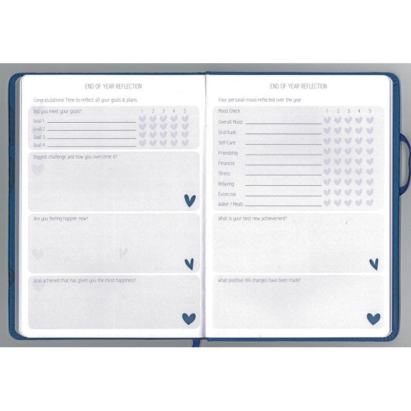 Navy Blue Hearts A5 192 Page Weekly & Monthly Motivational
