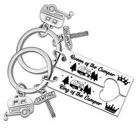 Yoxiumi Camping Gifts for Her Him Camper Gifts for Women Men Camper Keychain for Couples RV Keychain Gift for Campers Gift for RV Owners Cool Trailers Campers Accessories Decor Camping Must Haves
