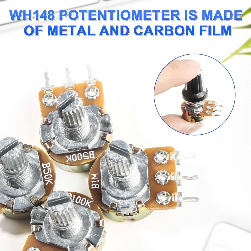 10 Sets 500K Ohm Potentiometer, WH148 Single Joint Potentiometer with