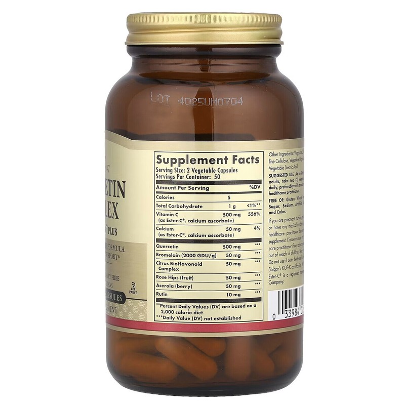 Solgar Quercetin Complex with Ester-C Plus, 100 Vegetable Capsules