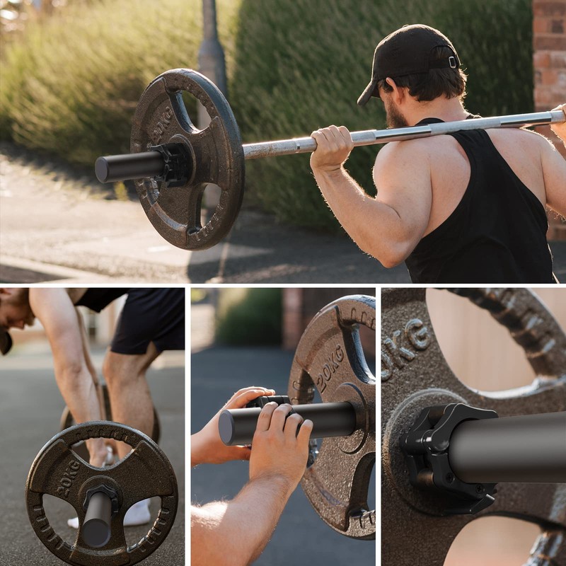 NewBEP 2PCS Olympic Adapter Sleeve 7.8" with Olympic Barbell Clamps