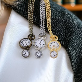 Miniature Pocket Watch Set (1 Large, 1 Small): Vintage Alloy Models for Dollhouse Study, Living Room, Vintage Scenes, Adult Collector (Gold)