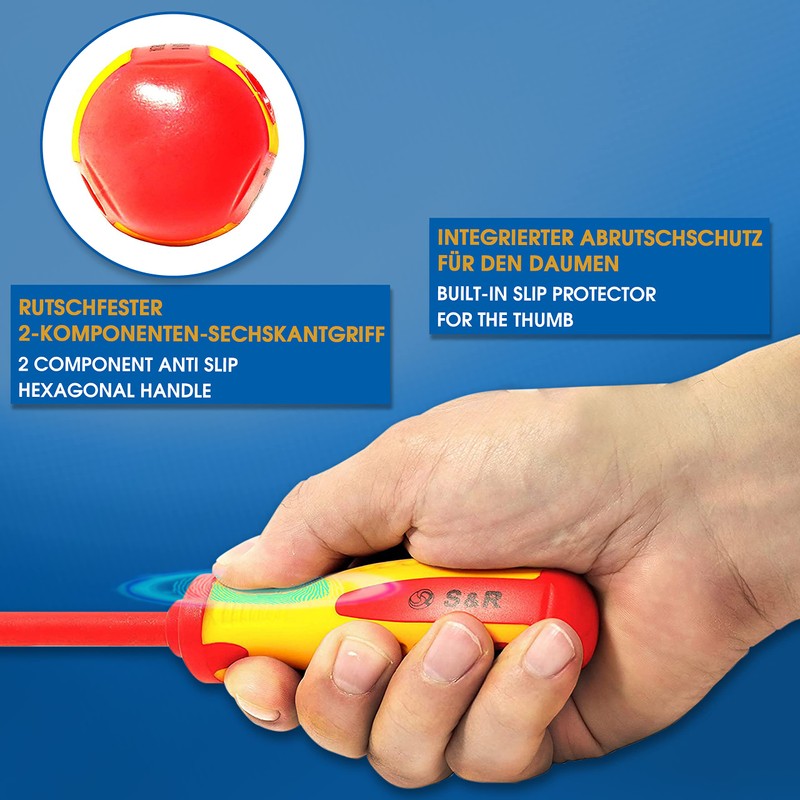 S&R Isolated Screwdrivers Electricians Set VDE-tested (German Electrical Engineering Association)