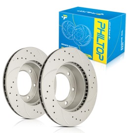PHILTOP 11.67 inch（296.5 mm） Front Vented Disc Brake Rotors Compatible with Toyota 4Runner 1996-2002, 2-PC Set replace # 31165