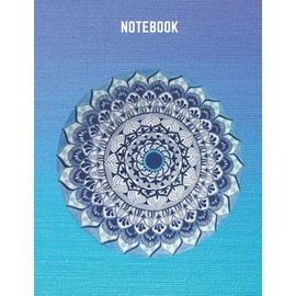 Notebook: Blue Cover with Handmade Mandala, College Ruled Notebook, Organizer, Large Size - 8.5" x 11"