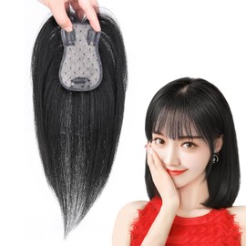 Partial Wig Hairpiece Human Hair Point Wig, Top Hairpiece, Top Cover, Black, For Crown Parts, Hand Planted, Medical Use, Women’s