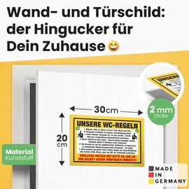 DankeDir! Toilet Rules - Plastic Sign 30 x 20 cm - Sign for Hanging Toilet Sign Toilet Sign Funny Toilet Sign - Guest Toilet Door Sign Wall Funny Decoration Men Guests