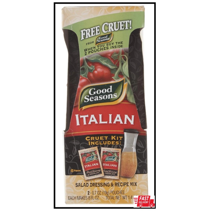 Good Seasons Italian Dressing Mix, 2 Packages with Cruet, 1.4