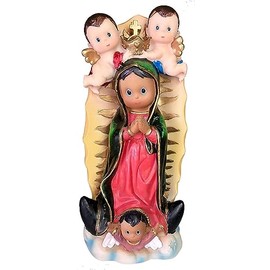 Virgen De Guadalupe 8" Inch Statue with Angels Religious Figure