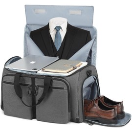 Garment Duffle Bags for Travel, Convertible Garment Bag with Shoe Compartment, 2 in 1 Carry on Suit Garment Bags for Men Women, All in One Hanging Suit Travel Bag for Airplanes, 55L