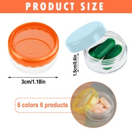 Dimeho 6 Pcs Small Pill Box Mini Pill Organizer Box Travel Pills Cases Holder Portable Daily Pills Container BPA Free Pocket Medicines Storage Container for Purse Pocket Briefcase (3 x 1.5 cm)