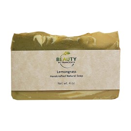 Beauty by Francesca - Lemongrass Handmade Soap Bar Soap All Natural Ingredients For Face and Body with Spinach and Spirulina, 4oz