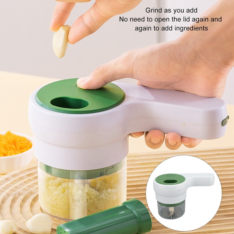 4 in 1 Electric Garlic Chopper Cordless Rechargeable Handheld Kitchen