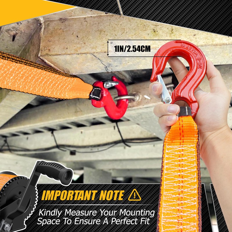 [PREMIUM] Boat Trailer Winch Strap With Supper Steel Hook, 15000