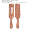 2pcs Slotted Turner Spatula Simple Wooden Spatula with Long Handlefor