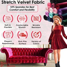 Barcelonetta | Stretch Velvet Fabric | Luxury & Soft | Velvet Fabric | 60" Wide Roll | 10% Spandex | Sewing, Apparel, Upholstery (Hunter Green, 2 Yards)