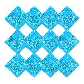 Pistha 12 Pack Bandanas for Women Men Cowboy Bandana Handkerchief Headband Face Mask Bulk for Party Costume (12, Blue)