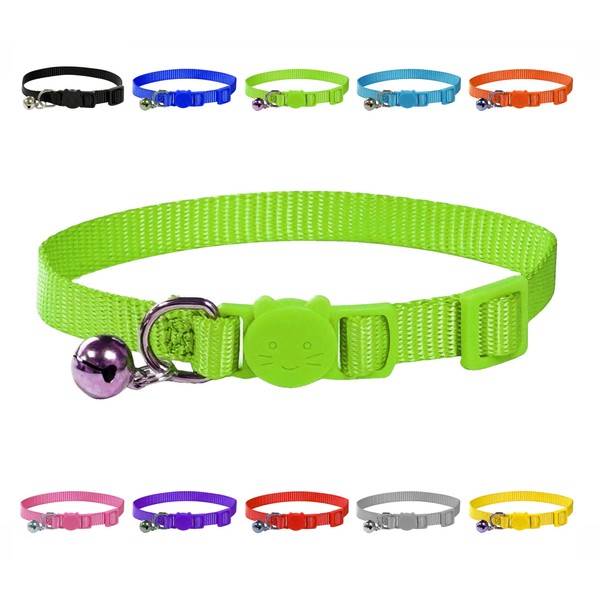 Vibrant Soft Nylon Kitten/Cat Collar with Bell and Safety Release