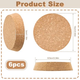 GeryVtee - 6 tapones de corcho grandes para botellas de corcho de 3.93 x 3.46 x 1.18 pulgadas, tapones cónicos de corcho para latas de vino, botellas decorativas, tarros, artes, manualidades