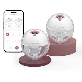 Momcozy M5 Smart Breast Pump, APP Controlled Wearable Hands‑Free Electric Pump, 3 Modes 9 Suction Levels, Portable Lightweight Pump, 24mm Flange, 2 Count, Cozy Red