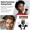 3PCS Metal Afro Comb Set - Black, for Hairdressing &