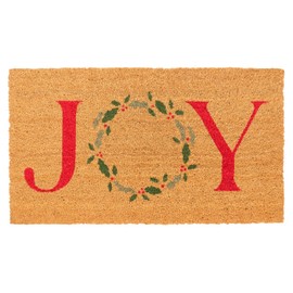 New KAF Home Holiday Coir Doormat with Heavy-Duty, Weather Resistant, Non-Slip PVC Backing | 17 by 30 Inches, 0.6 Inch Pile Height | Perfect for Indoor and Outdoor Use (Joy Wreath)