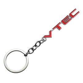 1Pc VTEC Logo Emblem Keychain Car Key Chain Metal Car Keyring Accessories (Chrome Red)
