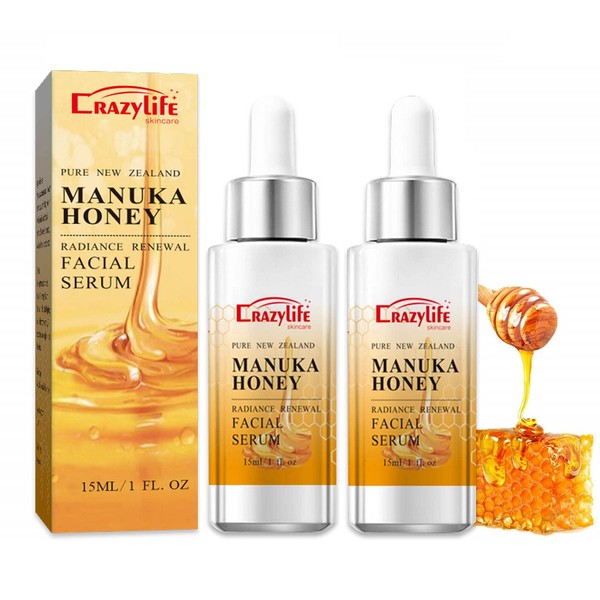 2 Pcs Manuka Honey Face Serum Soothing Moisturising Deeply Nourishing Anti-ageing Serum Moisturising Face Serum Anti-wrinkle Serum for All Skin Types