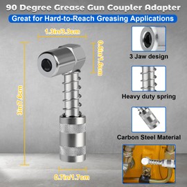 9PCS Grease Accessory Kit, Grease Coupler with Double Handles Coupler,90°Grease Coupler Adapter,Recessed Fitting Adapter,2 Needle Nozzles,3 Zerk Fitting,12" Flex Hose for Hard-to-Reach Fittings