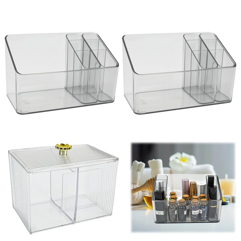 HEKOBAG Pack of 2 Cosmetic Storage Boxes Plastic Make Up