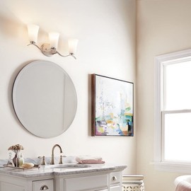 Kichler Armida 23" 3 Light Vanity Light with Satin Etched White Glass in Brushed Nickel