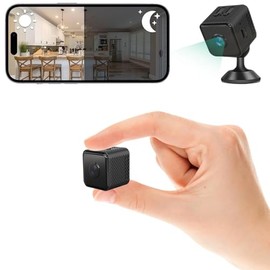 HJDWQN Mini Cámara, HD 1080 Mini Cámara de Seguridad, Pequeña Cámara WiFi Inalámbrica con Visión Nocturna Detección de Movimiento Grabación, Mini Camara para Interiores o Exteriores
