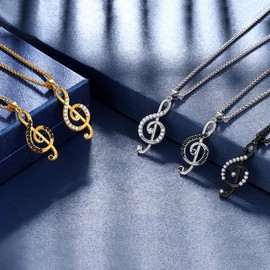 beautlace Women's Musical Note Necklace Silver Plated Treble Clef Music Note Jewelry Gifts for Music Lover KP0018W