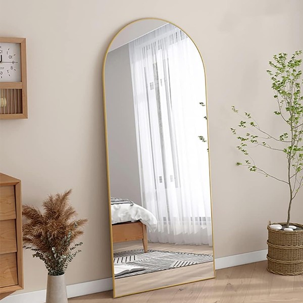 ZMYCZ Floor Mirror, 64"x21" Arched Full Length Mirror Standing Hanging
