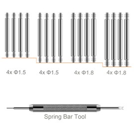 Vellsar Watch Band Pins 16mm Watch Spring Bars with Removal Tool, Watch Pins for 16mm Watch Band Strap
