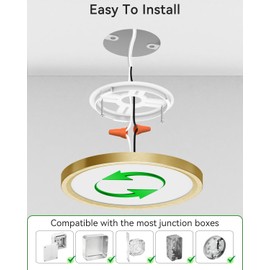 zemty 2Pack LED Ceiling Light Golden - 12In 28W Aureate Flush Mount Ceiling Light, 3 Color Temperature 3000K/4500K/6000K - 3200lm Gilded Round Flat Light Fixture for Kitchen Bathroom Shower