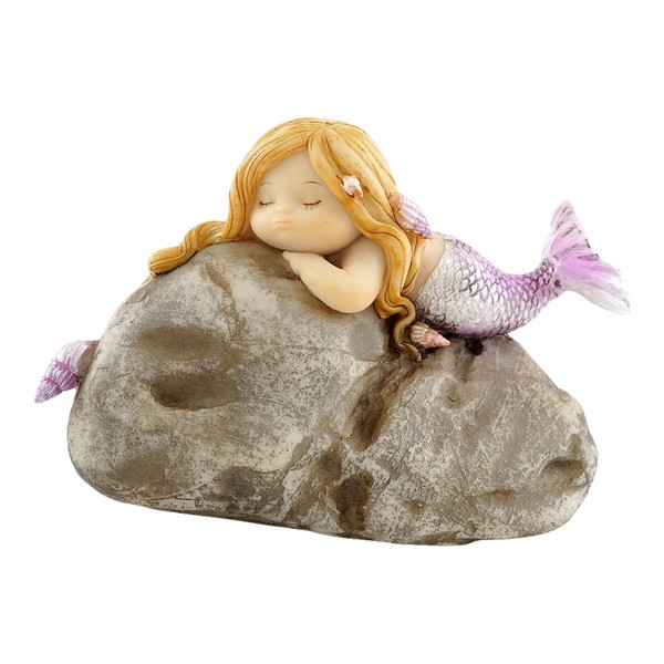 Top Collection Miniature Fairy Garden and Terrarium Little Mermaid on Rock Statue