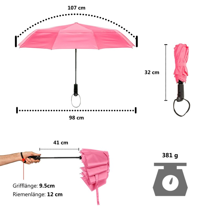 Ergonauts Windproof Double Canopy Pocket Umbrella with Teflon Coating, Ergonomic