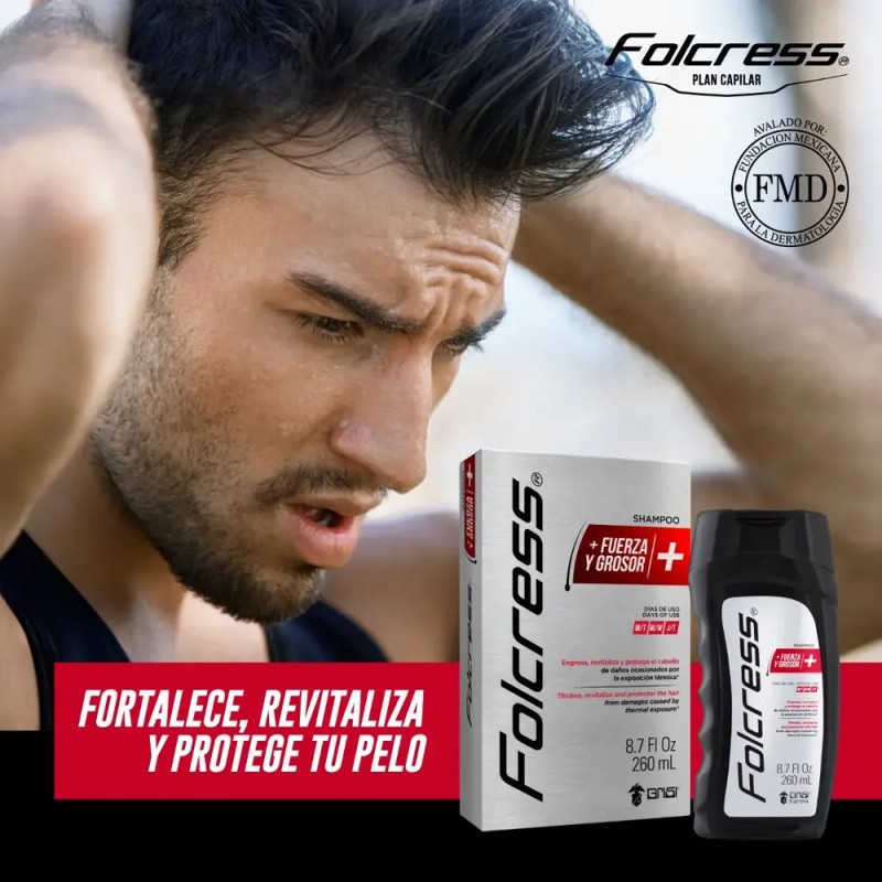 Folcress Shampoo Fuerza Y Grosor Para Hombre 260 Ml