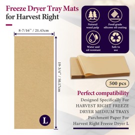 500 Packs Parchment Paper Sheets for Harvest Right Freeze Dryer - Harvest Right Freeze Dryer Accessories for Large Trays, Parchment Sheets, Freeze Dryer Tray Mats for Harvest Right(19-3/4"x8-7/16")