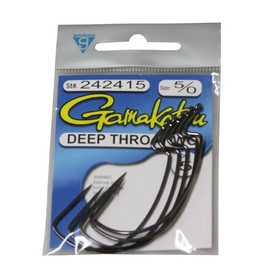 Gamakatsu Deep Throat Wide Gap Worm Hook-5 Per Pack (Black, 3/0)