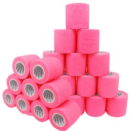 COMOmed Self Adherent Cohesive Bandage 2"x5 Yards First Aid Bandages Stretch Sport Athletic Wrap Vet Tape for Wrist Ankle Sprain and Swelling,Pink(24 Rolls)